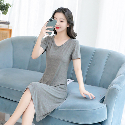 莫代尔大码圆领内搭打底衫t恤裙