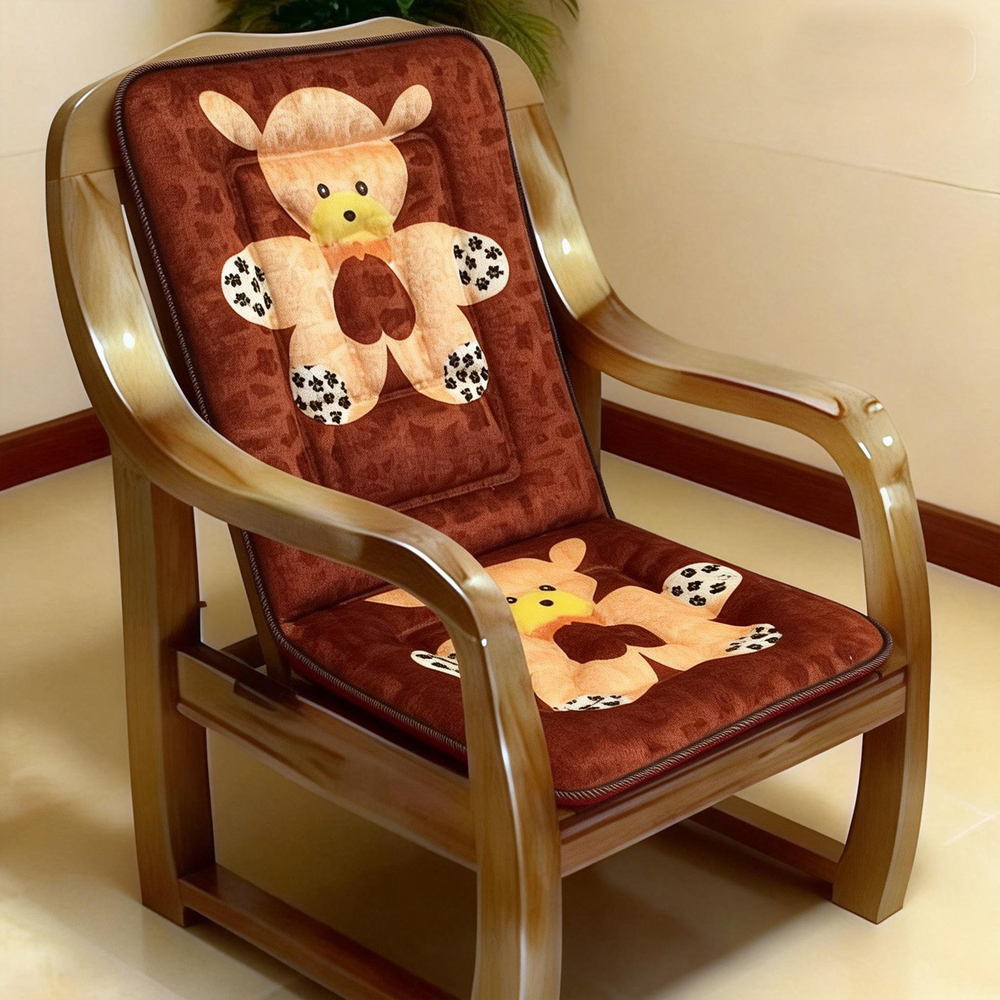 卡通小熊绒布实木椅沙发垫冬季加绒加厚单人座三人坐垫可爱保暖垫,居家布艺,椅垫,淘宝优惠券,粉丝福利购,淘宝优惠卷