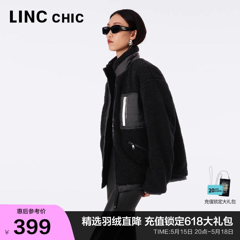 LINCCHIC金羽杰羽绒服女机车风夹克轻薄中长款羽绒服女冬外套3078