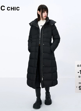 LINCCHIC金羽杰羽绒服女款反季新款经典收腰长款羽绒服女冬8341