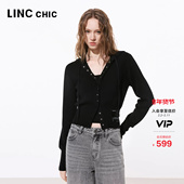 连帽高腰排扣毛织开衫 LINCCHIC金羽杰2026年春季 新品 女S261CR025Y