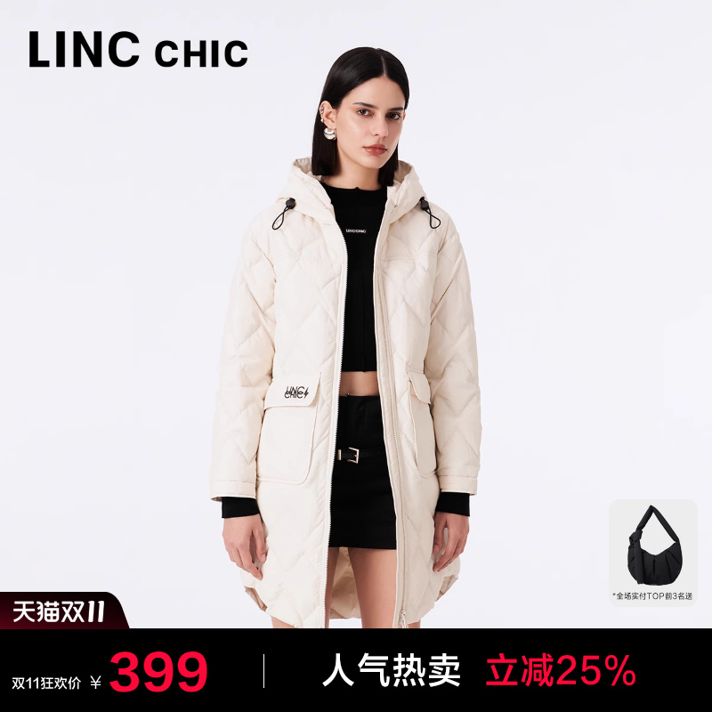 LINC金羽杰中长款轻薄羽绒服女新款羽绒外套女秋冬款Y23306180