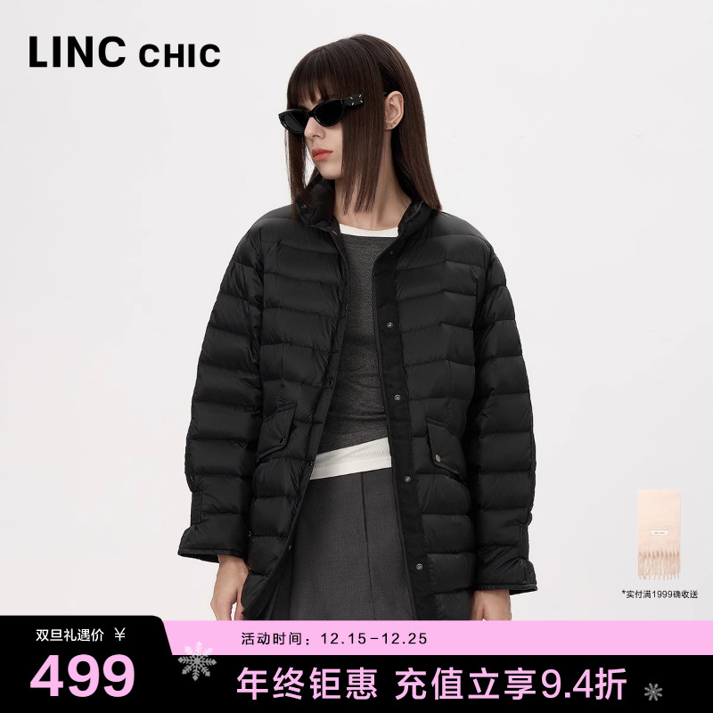 LINC衬衫式轻薄中长款羽绒服