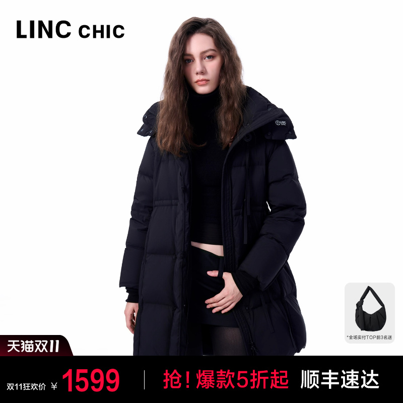 连帽大衣感中长款羽绒服