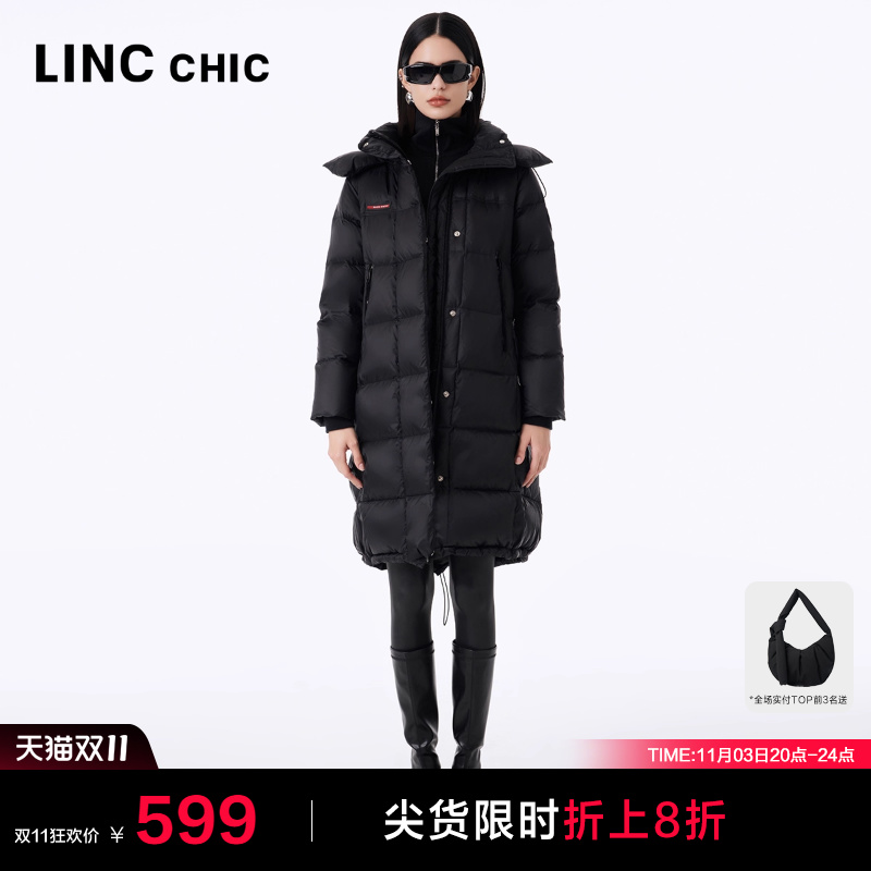 都市时髦精简约通勤中长款羽绒服