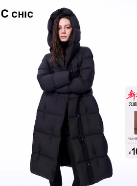 LINCCHIC金羽杰2025年冬季新款连帽围裹感加厚长款羽绒服女8239Y