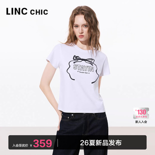 T恤S261TS232YY 浪漫蝴蝶结短袖 LINCCHIC金羽杰2026年春季 新品