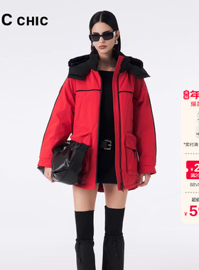 LINCCHIC金羽杰中长款羽绒服女冬季新款都市机能派克羽绒服6141
