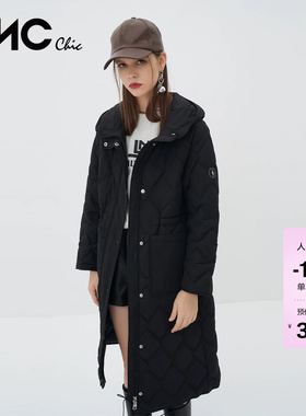 LINCCHIC金羽杰羽绒服风衣感连帽长款羽绒服女冬季外套Y22308207