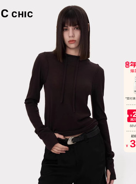 LINCCHIC金羽杰内搭打底衫100%绵羊毛修身极简针织衫女S243SW587Y