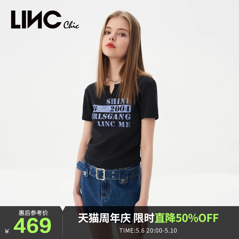 LINCCHIC金羽杰裤子女中腰复古腰带牛仔裙短裤女半身裙S232DK369Y 女装/女士精品 牛仔裤 原图主图