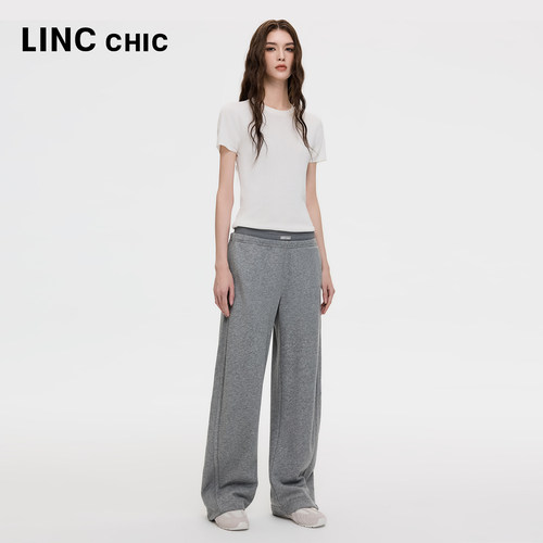 LINCCHIC金羽杰2026年秋季新品宽松直筒休闲针织长裤女S263KP406Y