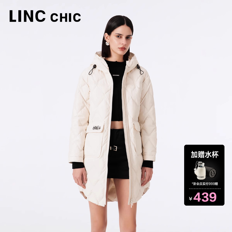 LINC金羽杰中长款轻薄羽绒服女新款羽绒外套女秋冬款Y23306180