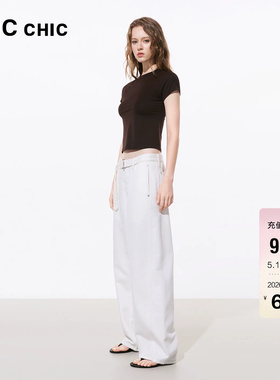 LINC金羽杰2026年夏季新品宽松直筒中腰弯刀牛仔裤女S262JE019Y