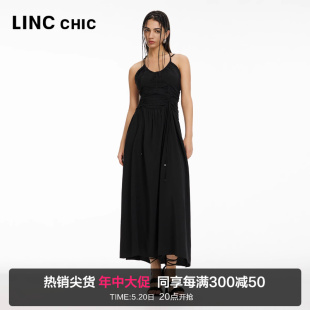 LINCCHIC金羽杰2024年夏季 浪漫绑带连衣裙女S242DR293Y 法式 新品