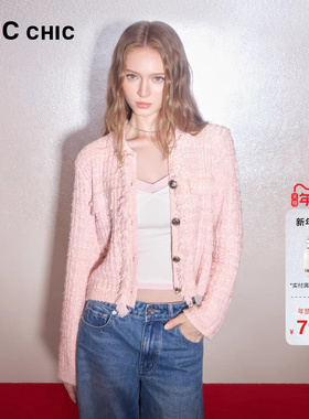 LINCCHIC金羽杰2026年春季新品小香风肌理感针织外套女S261CR041Y