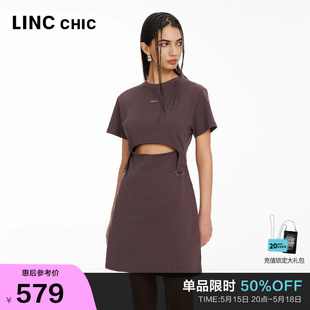 炫腹机能感针织连衣裙女S242KD223Y LINCCHIC金羽杰2024年夏季 新品