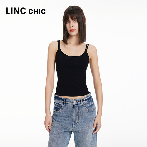 LINCCHIC金羽杰24年春夏新品设计感细带针织吊带背心女S241SW121Y