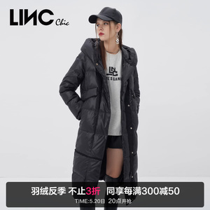 LINCCHIC金羽杰羽绒服女修身连帽长款羽绒服女冬季Y21808313