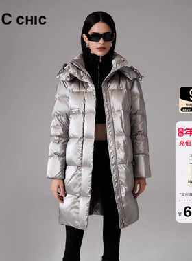 LINCCHIC金羽杰中长款羽绒服女冬季都市通勤免洗羽绒服外套女6277