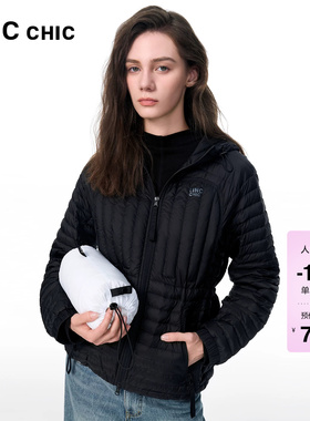 LINC金羽杰春季新款收腰羽绒服女连帽短款轻薄羽绒外套上衣2117