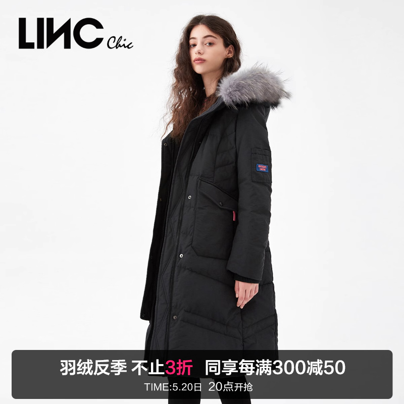 LINCCHIC金羽杰羽绒服女修身派克服中长款羽绒服女冬季2088405