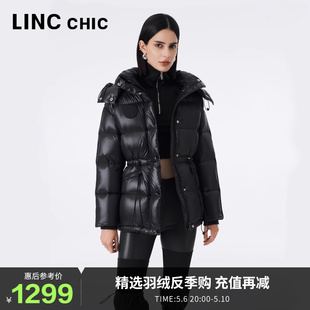 LINCCHIC金羽杰短款 超轻亮彩连帽面包服2325 2023新款 羽绒服女冬季