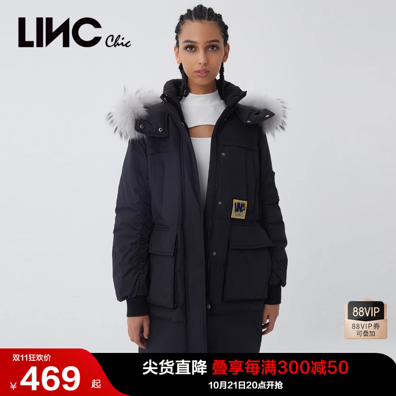 LINCCHIC ジン ユジエ ミドル丈 ダウンジャケット レディース ウィンター パーカー ダウンジャケット レディース Y21806161