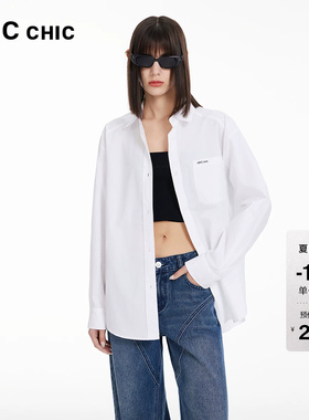 LINCCHIC金羽杰白色衬衫外套宽松简约造型感衬衫女款淡人穿搭273Y