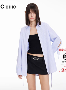 LINCCHIC金羽杰衬衫女上衣学院感解构设计防晒衬衫外套S241SH077Y