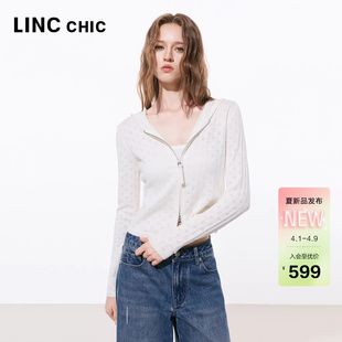 LINCCHIC金羽杰2026年年春季 修身 连帽针织开衫 女S261CR038Y 新品