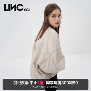 LINCCHIC金羽杰羽绒服女复古轻薄短款 羽绒服飞行员夹克Y22801072Y