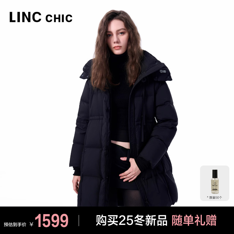 连帽大衣感中长款羽绒服