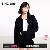 外套CR028Y 上衣女小香风外套翻领毛织开衫 LINC金羽杰春季 新款