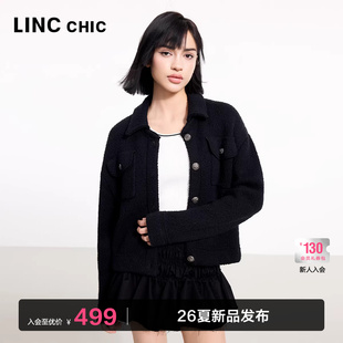 外套CR028Y 上衣女小香风外套翻领毛织开衫 LINC金羽杰春季 新款
