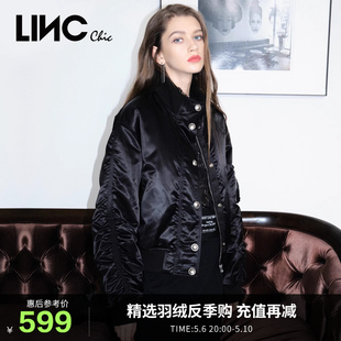 LINCCHIC金羽杰羽绒服女轻奢轻薄短款 羽绒服女夹克外套Y21801101Y