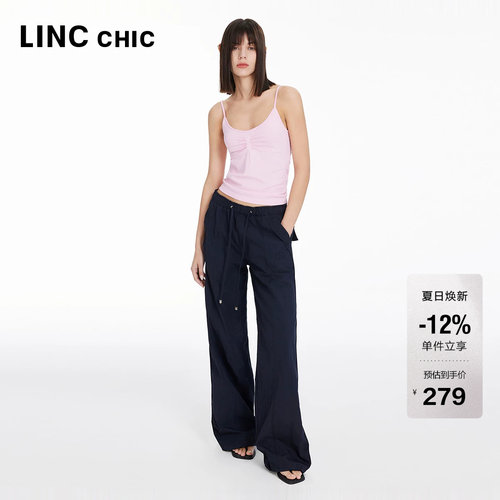 LINC垂坠感伞兵裤直筒裤子