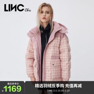 羽绒服女冬季 LINCCHIC金羽杰羽绒服女复古风面包服短款 Y21802242Y