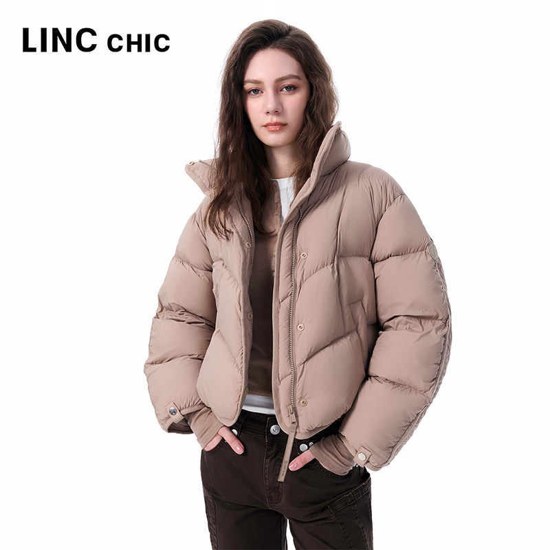 LINCCHIC金羽杰2025年冬季新款厚立领廓形设计感短款羽绒服女1229