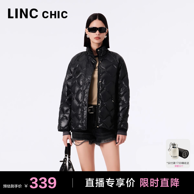 LINC金羽杰短款轻薄羽绒服女新款松弛罩衫外套女秋冬款Y23302037