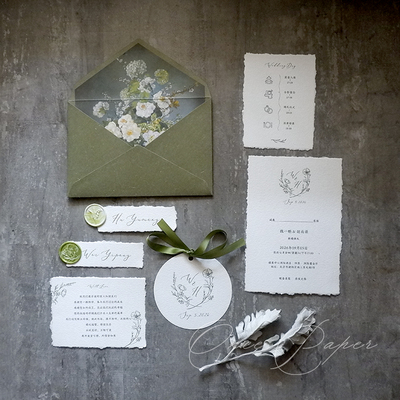 ins风结婚请柬复古定制喜帖纸品