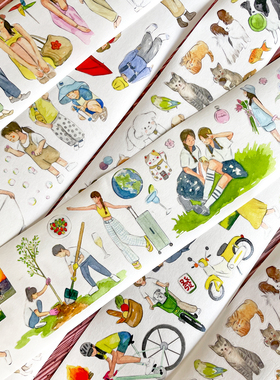 新款切模人物闲趣集步履集伴我集宠物NEW手帐和纸胶带PET休闲生活