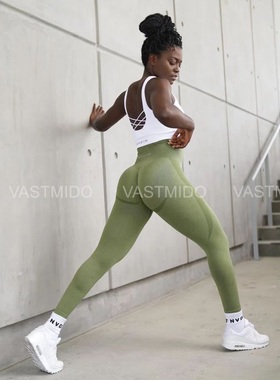 NVGTN健身裤 高腰紧身女士撸铁运动九分裤 马卡龙色显臀健身裤