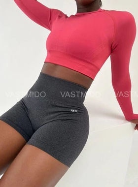 aybl短裤紧身速干瑜伽健身裤夏季薄款无尴尬线蜜桃提臀高腰三分裤