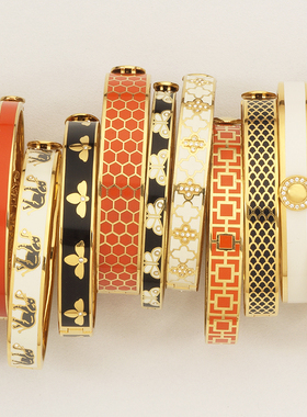 Halcyon Days蝴蝶纹理珐琅手镯轻奢百搭高级感手环时尚精致手饰