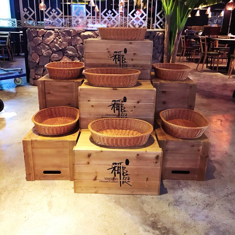 实木箱子超市陈列盒绿植摆放花架图片