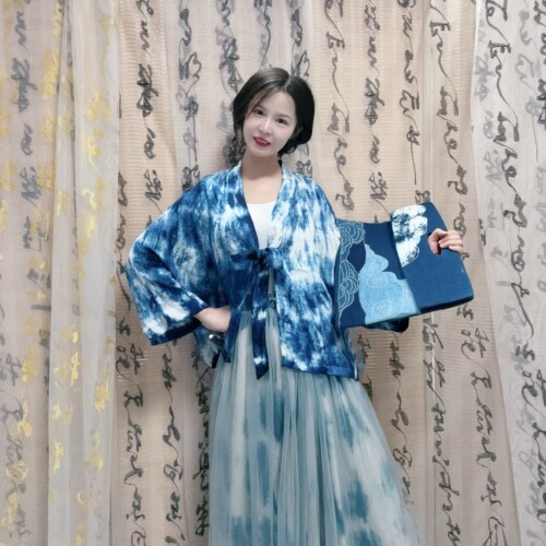 一澈原创设计手工蓝染汉服开衫