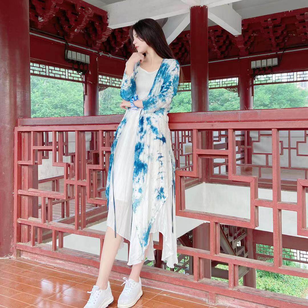 一澈原创手工植物蓝染飘逸汉服