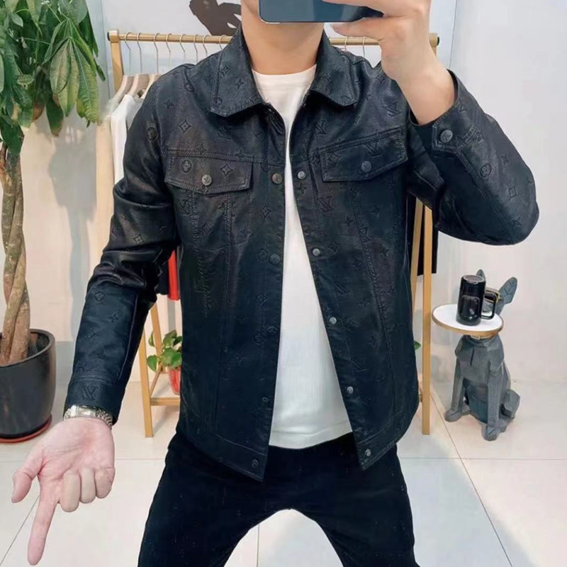 皮外套男秋冬帅气小伙机车服男士翻领修身皮衣潮流痞帅黑色皮夹克_虎窝淘
