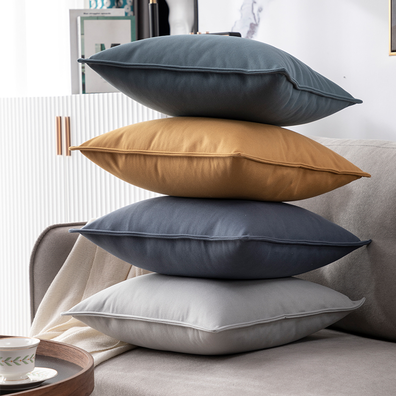 北欧科技布抱枕轻奢客厅沙发现代简约靠背靠垫腰枕纯色定制靠枕套